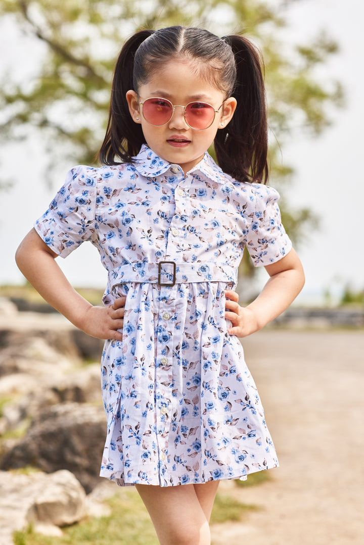 Toddler Dress, Girls Dress Short Sleeve, Shirt Dress for Girls, Floral