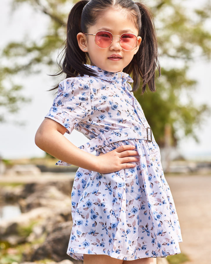 Toddler Dress, Girls Dress Short Sleeve, Shirt Dress for Girls, Floral