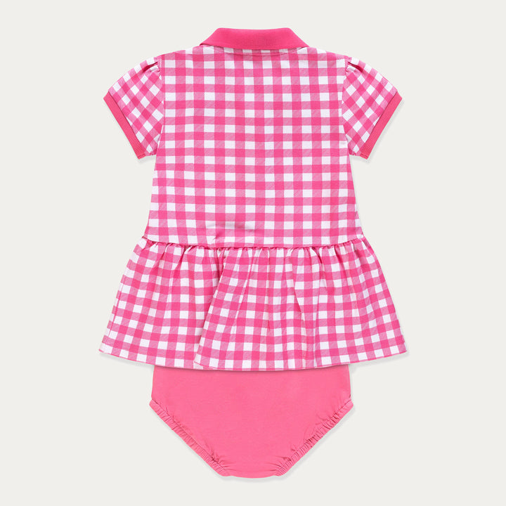 Baby Dress, Polo Dress for Baby Girl, Pink Gingham Baby Dress
