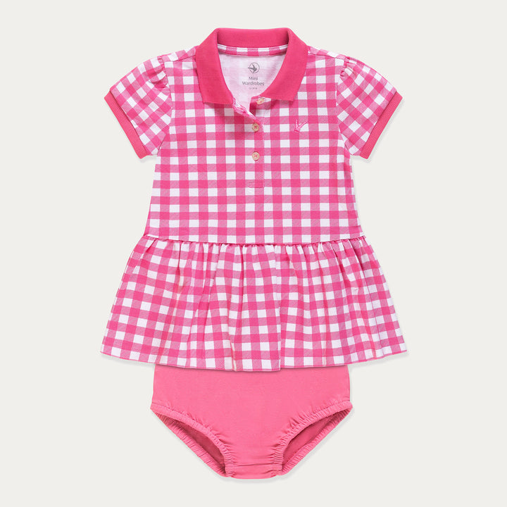 Baby Dress, Polo Dress for Baby Girl, Pink Gingham Baby Dress