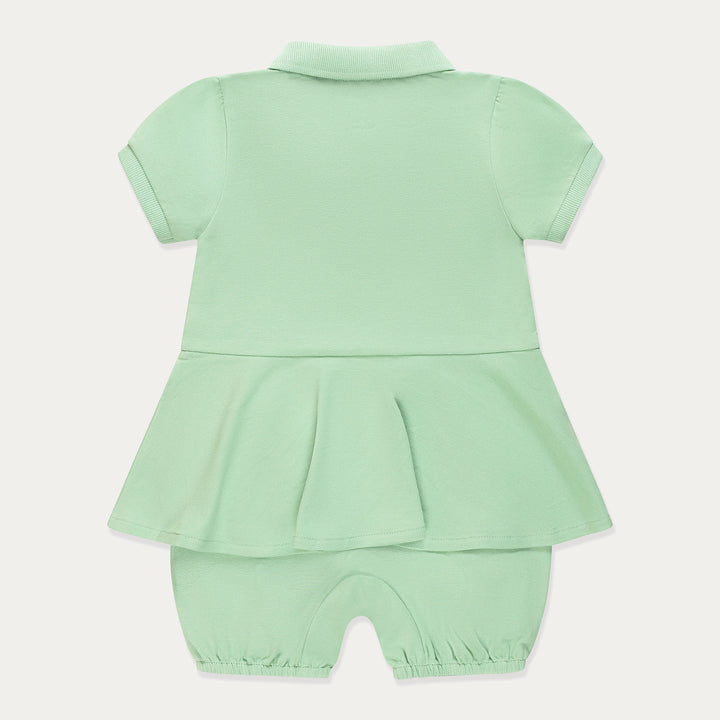 Baby Dress, Polo Dress for Baby Girl, Green Baby Dress Shortall
