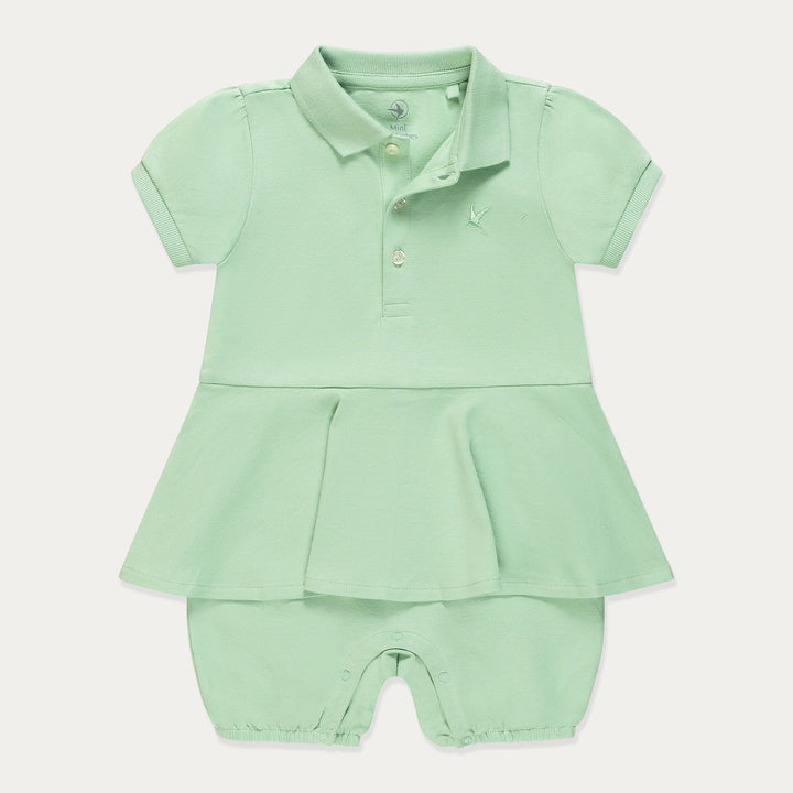 Baby Dress, Polo Dress for Baby Girl, Green Baby Dress Shortall
