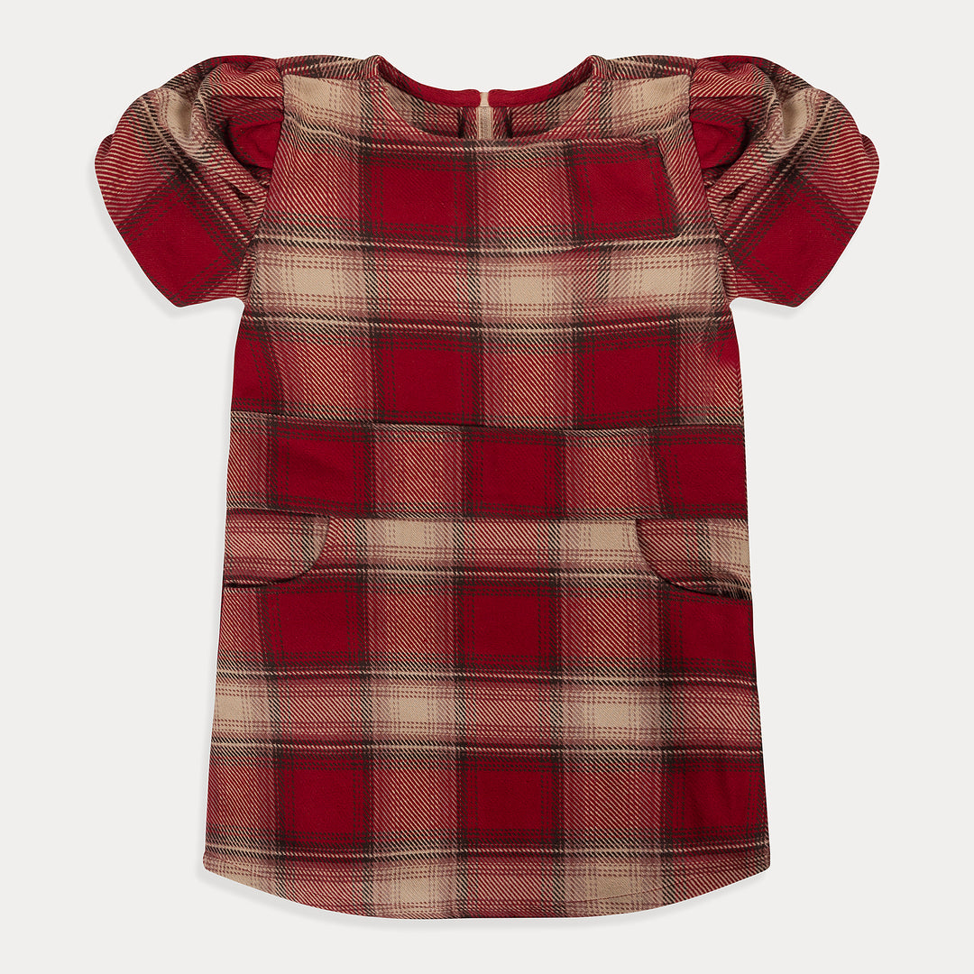 Toddler Dress, Plaid Dress Girls, Short Sleeve Heavy Flannel Cotton