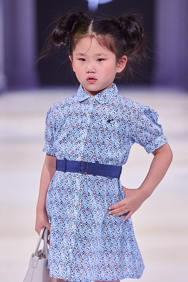 Toddler Girls Floral Shirt Dress, Blue Mini Floral, Cotton Short Sleeve