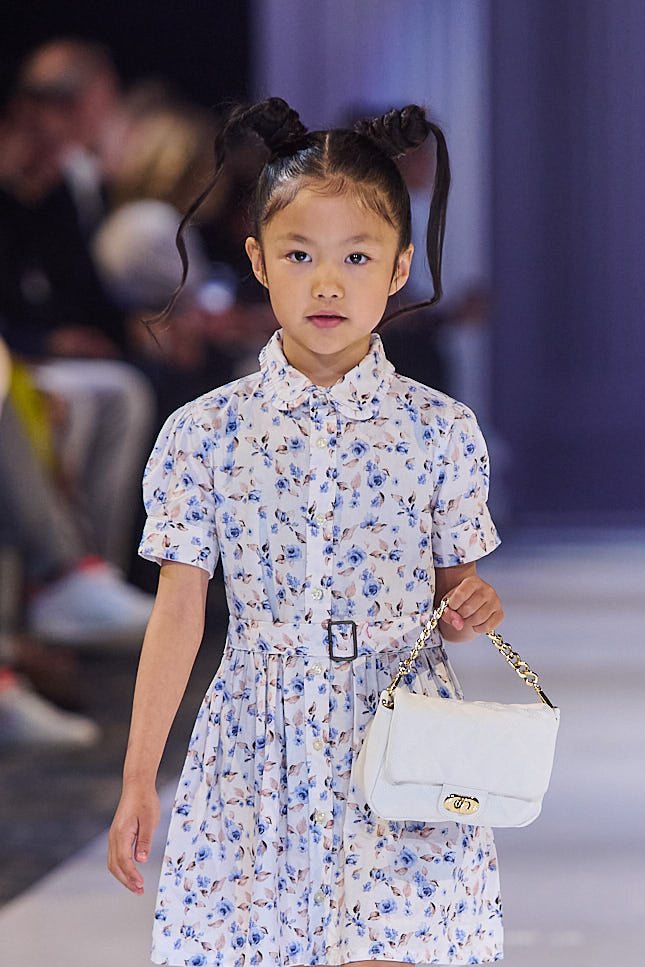 Toddler Girls Floral Shirt Dress, White Floral, Cotton Poplin Short Sleeve