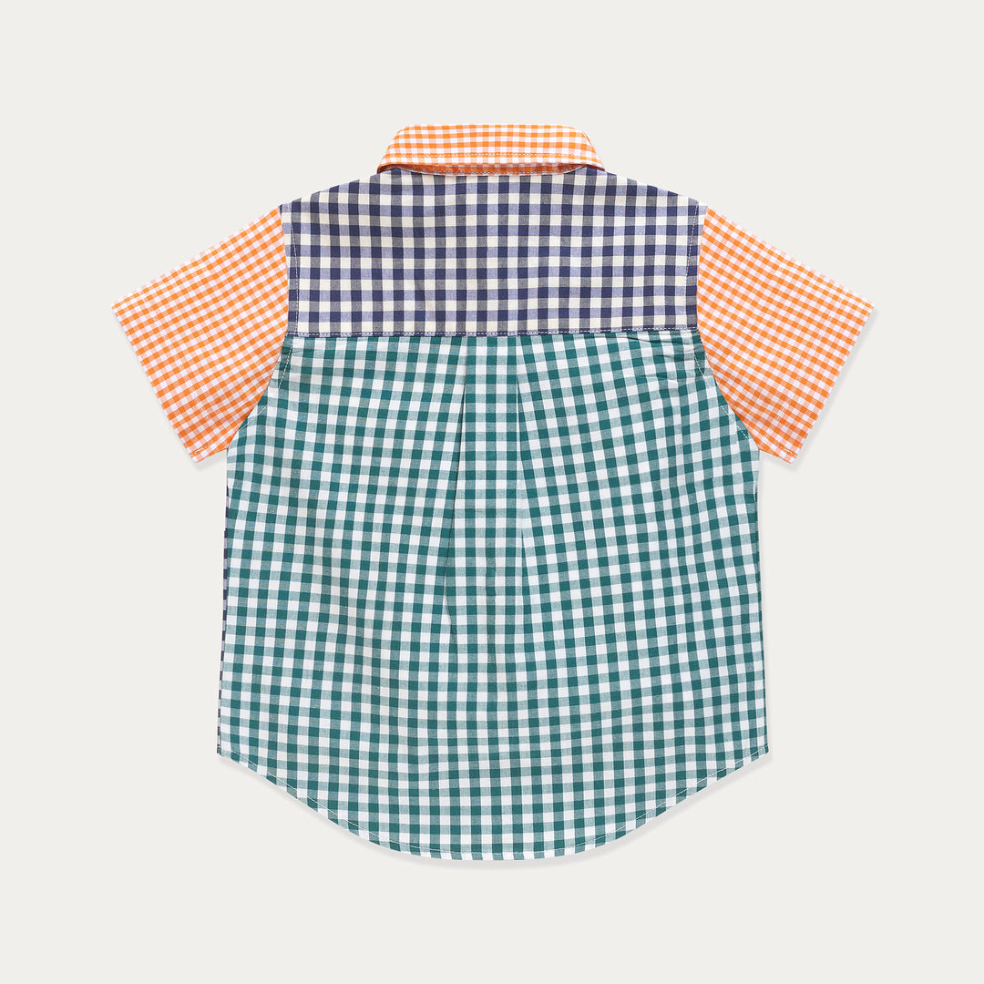 Baby Boy Dress Shirt, Baby Button Down Shirt, Gingham Cotton Poplin