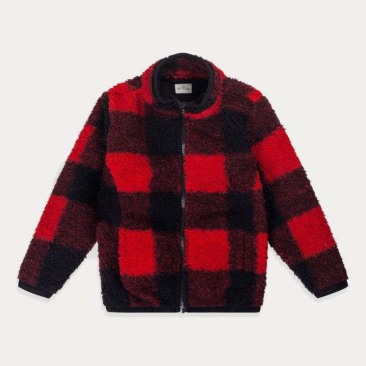 Toddler Fleece Jacket, Kids Sherpa Jacket, Red Plaid Boys, Girls Jacket