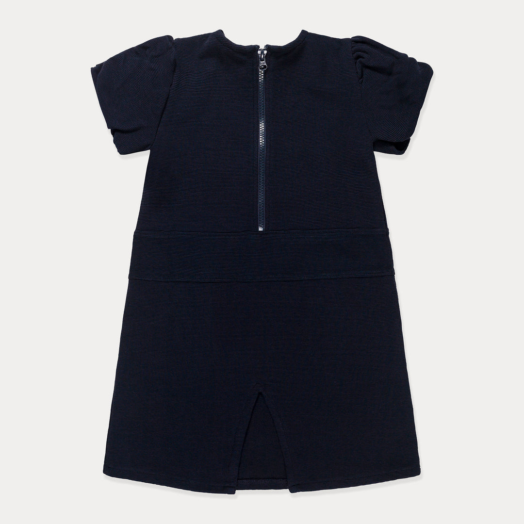 Toddler Dress, Girls Dress, Ottoman Knit Heavy Ribbed Cotton, Navy